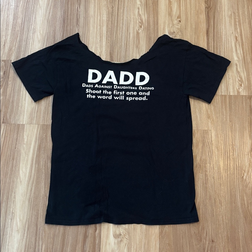 Black Graphic Tee with White Text